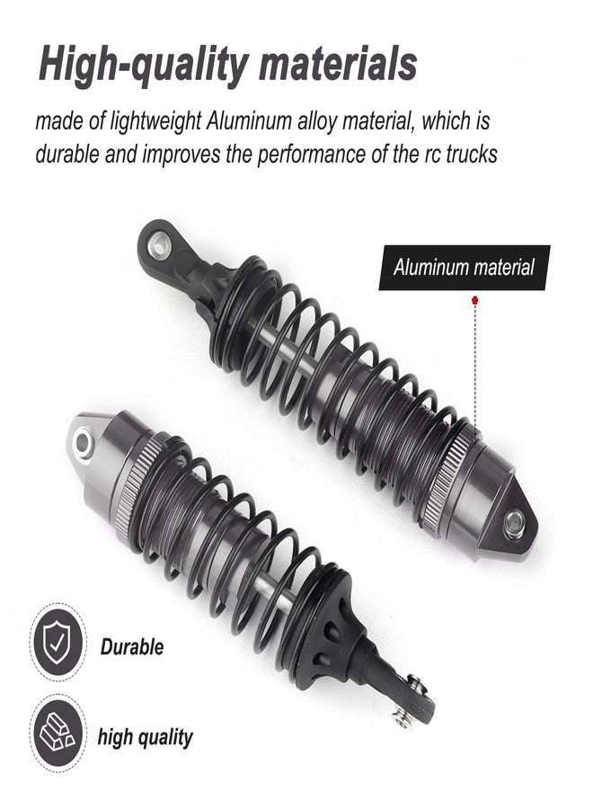 AllinRC 4PCS Aluminum Front & Rear RC Shocks for 1/10 Traxxas Slash 4x4 Compatible with Rustler Stampede Hoss 4WD Replace 5862 (Gray) - Image 2